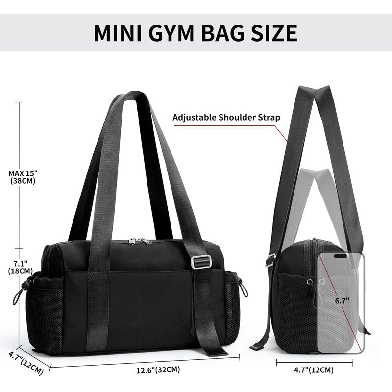 WLLWOO Small Gym Bag Wet Pocket Women Mini Tote Yoga Duffle Bag Lightweight Workout Bag for Dance Weekends Sports