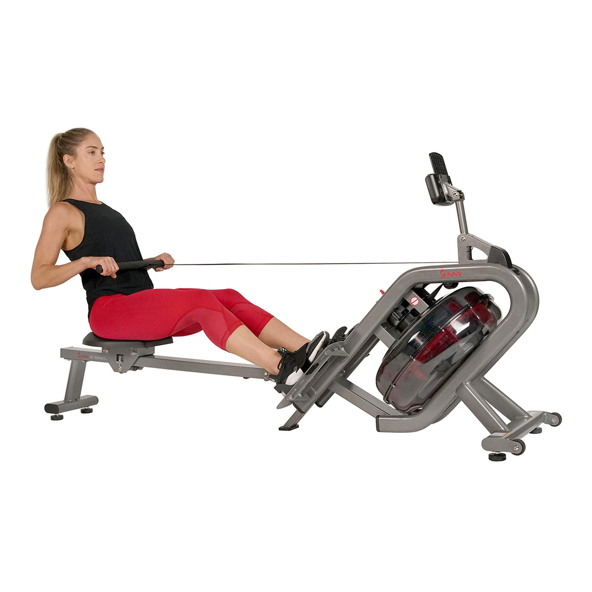 Sunny Health & Fitness Phantom Hydro Water Rower for Full-Body Cardio