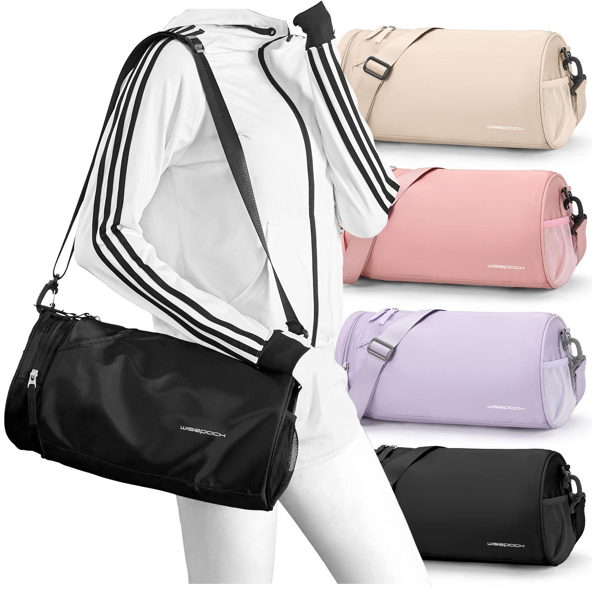 Small Gym Bag for Women,Waterproof Mini Duffle Bag Womens Spotrs WorkoutBags Small Travel Duffel Bag with Wet Pocket Carry on Weekender Bags for Dance Swimming,Gym,Yoga,Fitness Black