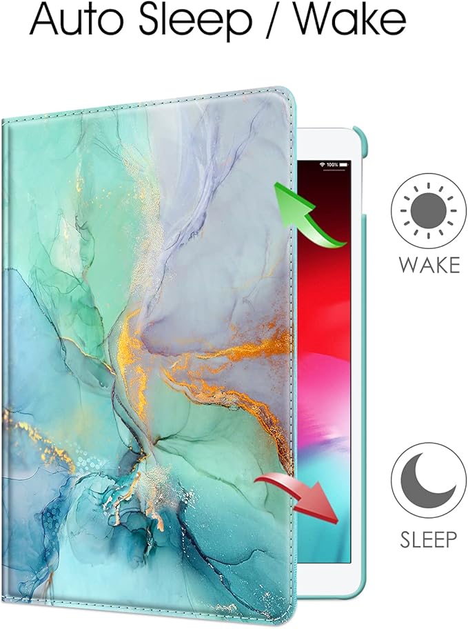 Fintie Rotating Case for iPad Air (3rd Gen) 10.5" 2019 / iPad Pro 10.5" 2017 with Built-in Pencil Holder - 360 Degree Rotating Stand Protective Cover, Auto Sleep/Wake (Emerald Marble)