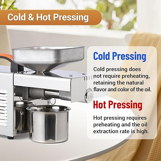 MilleLoom 900W Oil Press Machine, Automatic Cold& Hot Electric Oil Press Extractor, 304 Food Stainless Steel,Ideal for Pressing Peanut, Sesame Seeds, Walnut, Almond, Pumpkin, Rapeseed