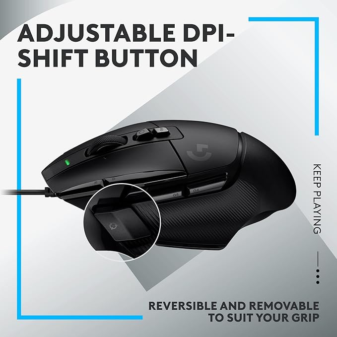 Logitech G502 X Wired Gaming Mouse - LIGHTFORCE Hybrid Optical-Mechanical Primary switches, Hero 25K Gaming Sensor, Compatible with PC - macOS/Windows - Black