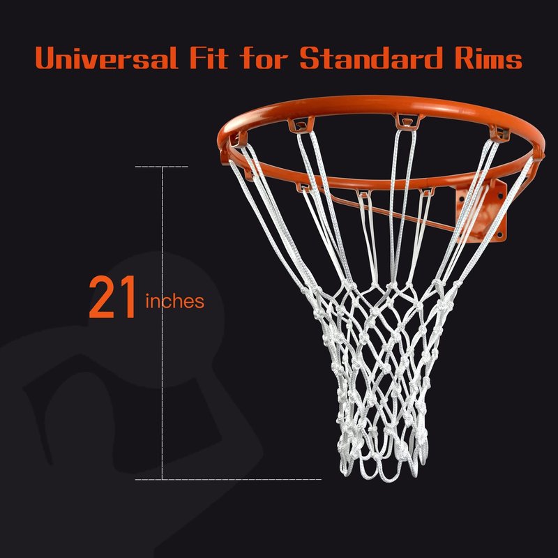 Sanung 2 Pack Basketball Net, Weather-Proof Standard Size Replacement White Basketball Mesh Net for Indoor and Outdoor, Easy to Install
