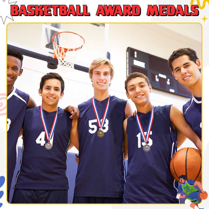 RoundFunny 24 Pcs Award Medals 1st 2nd 3rd Place Medals Metal Winner Trophy Awards Gold Silver Bronze Prizes for Sports Competitions Party, 2 Inches (Classic Color)