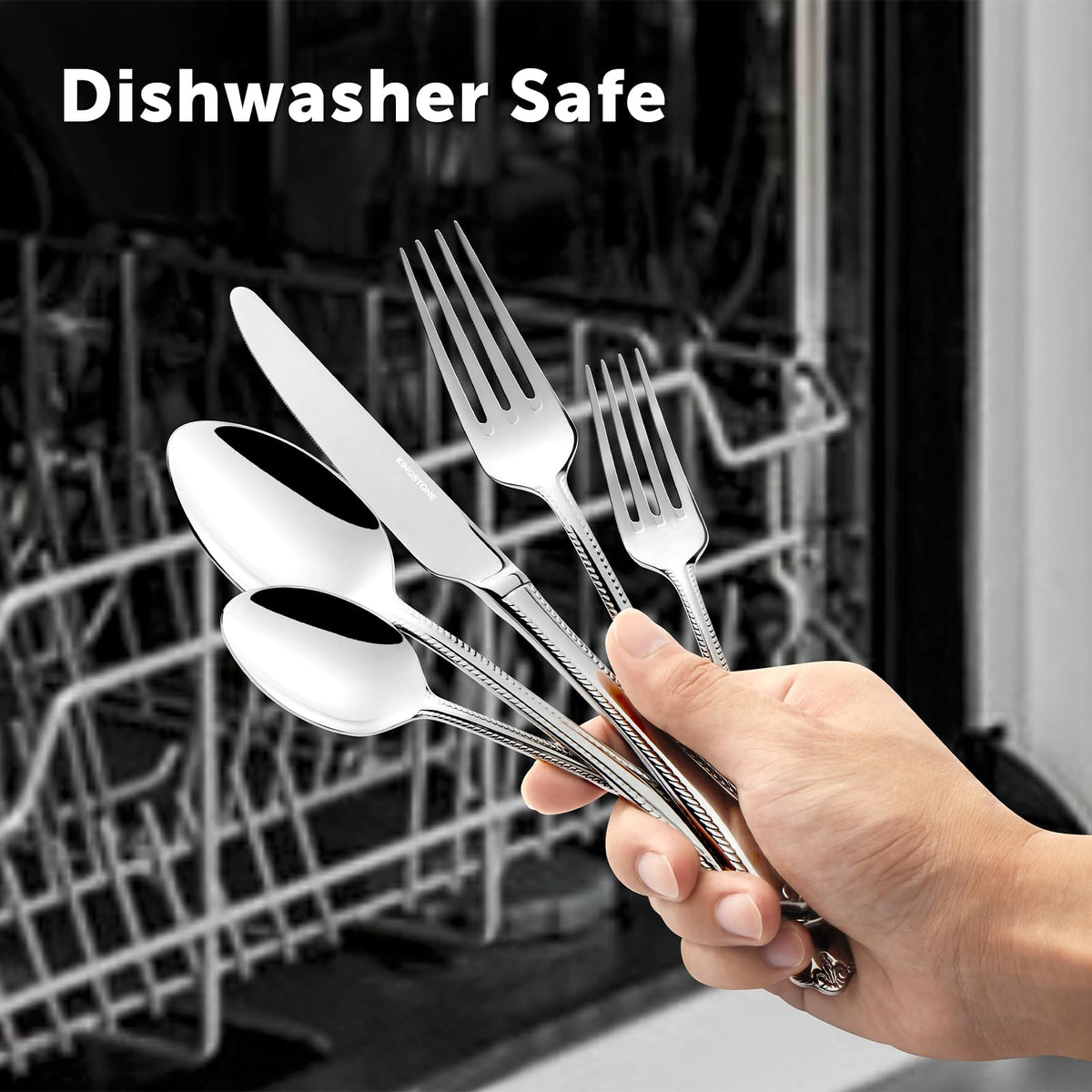 KINGSTONE 30-Piece Silverware Set, 18/10 Stainless Steel Flatware Set for 6