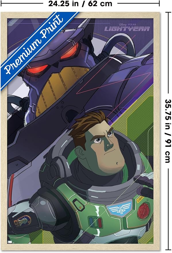 Trends International Disney Pixar Lightyear - Buzz and Zurg Wall Poster, 34L x 22.4W, Blonde Framed Version