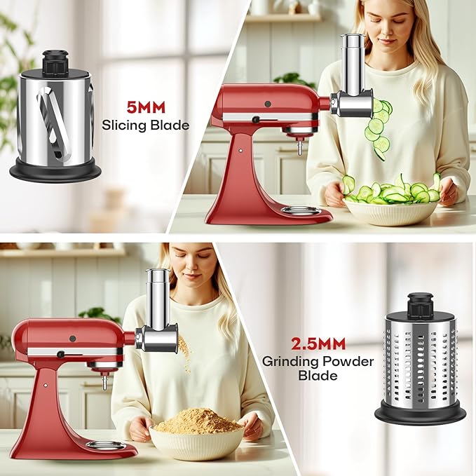 Slicer Shredder Attachment for Kitchenaid Stnad Mixer, Stainless Steel