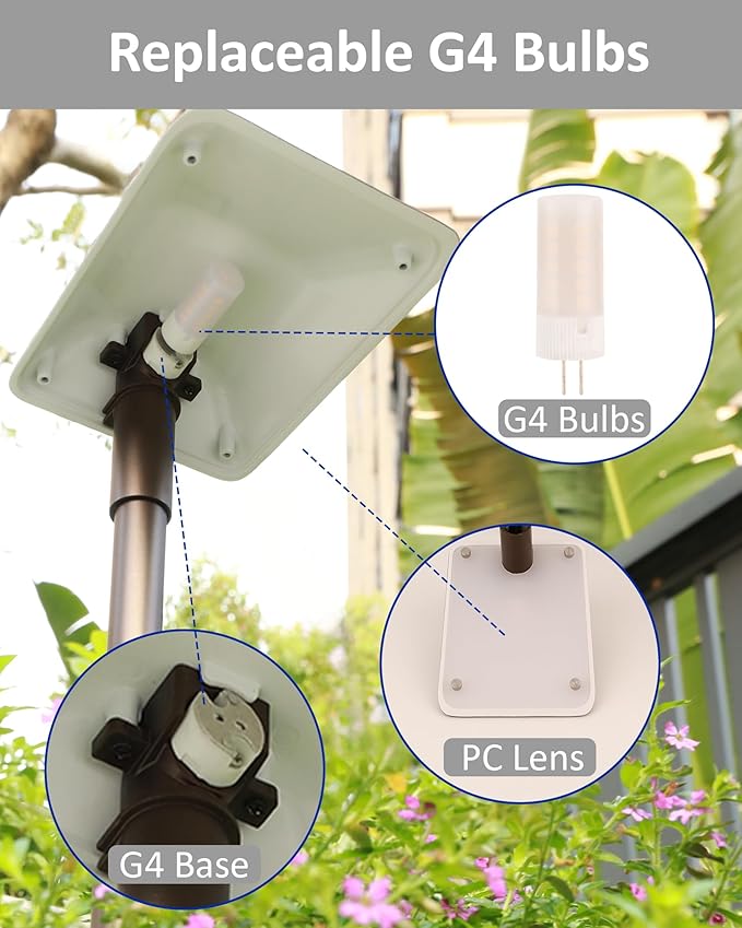 Landscape Path Lights Low Voltage, 2PK Bronze, Work with Replaceable 5W 3000K LED G4 Bulb and Connectors, 12V Wired Landscape Lighting for Outdoor Pathway Driveway Garden, Aluminum