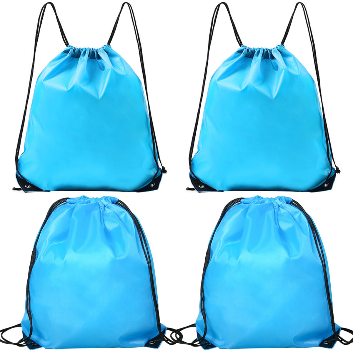 INVODA Drawstring Backpack 4PCS Bulk String Backpack Drawstring Bags Sport Gym Cinch Bag Sackpack for Women Men (Blue)