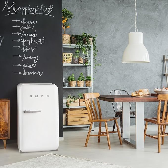 Smeg FAB5 Retro Mini Fridge – 50s Style Compact Small Refrigerator, 1.2 cu ft, Automatic Defrost, LED Lighting, Adjustable Shelves– Made in Italy – Perfect for Home, Dorm, Office, Hotel -White