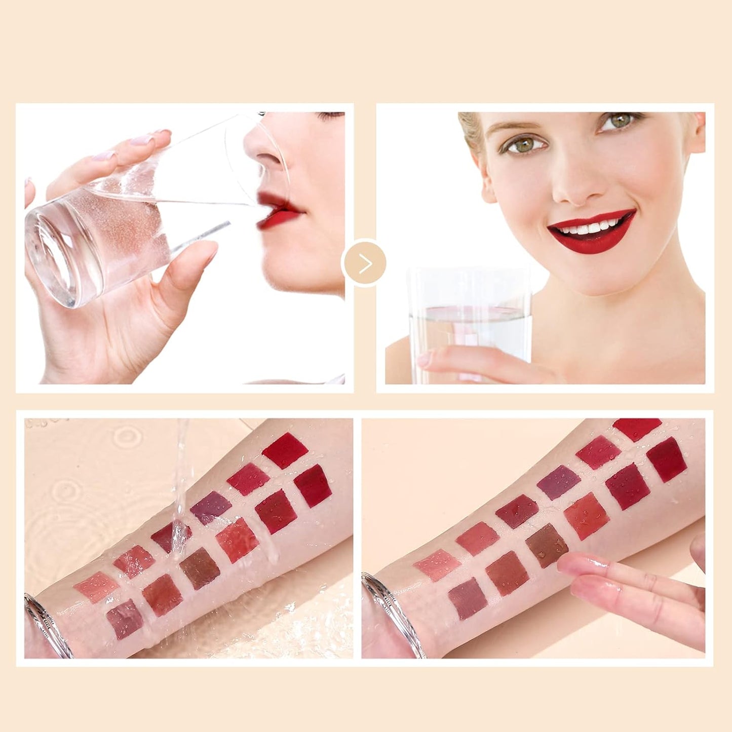 12Pcs Matte Liquid Lipstick Set for Girls & Women, 24 Hours Long Lasting Waterproof Nude & Dark Red Lip Gloss Makeup Kits, Velvet Non-Stick Cup Mate Duracion 24 Horas Originales Lip Stains (Set 03, 1)