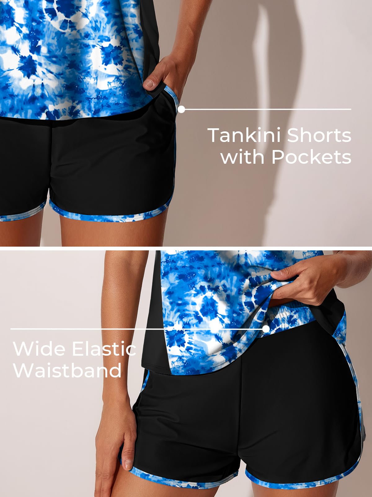 Summer Mae Blouson Tankini Swimsuits for Women Tummy Control Bathing Suits