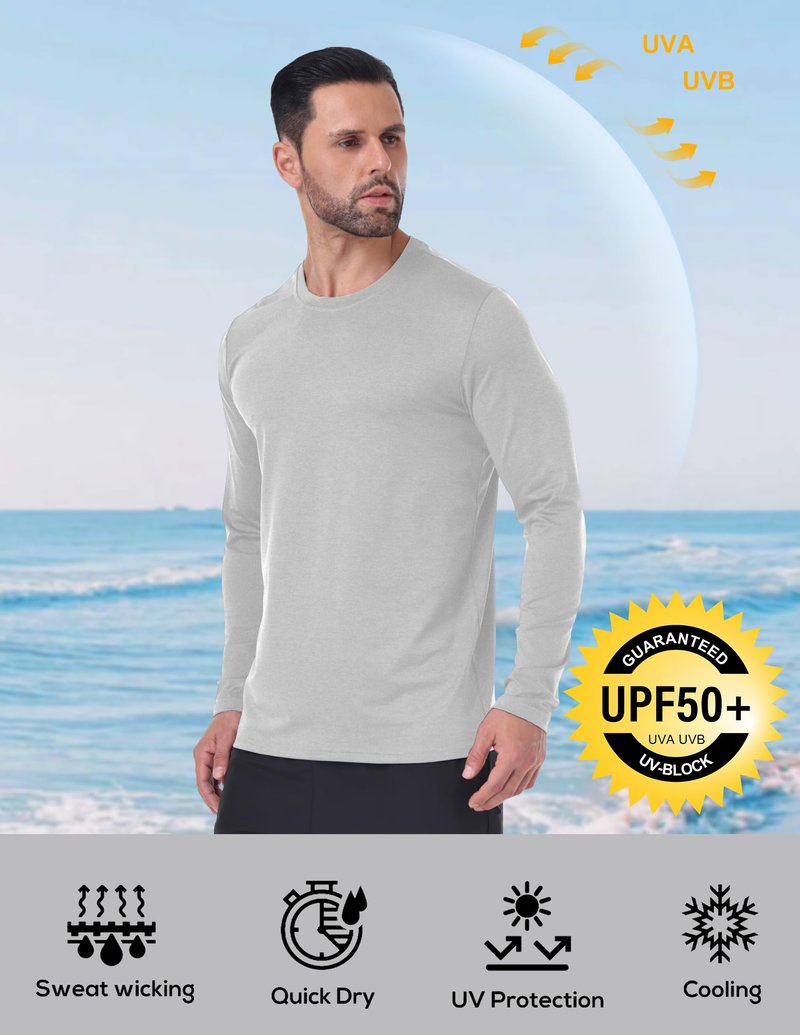 7 Pack Long Sleeve Shirts for Men Moisture Wicking Sun Protection UV UPF 50+ SPF Performance Quick Dry T-Shirt for Casual