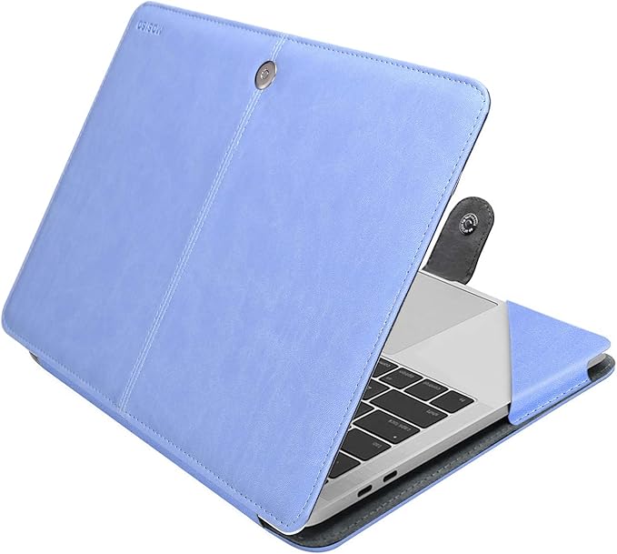 MOSISO Case Compatible with MacBook Air 13.6 inch M4 M3 M2 2025-2022 /Air 13 M1 2022-2018 /Pro 13 inch M2 M1 2025-2016, PU Leather Portfolio Protective Stand Cover, Serenity Blue