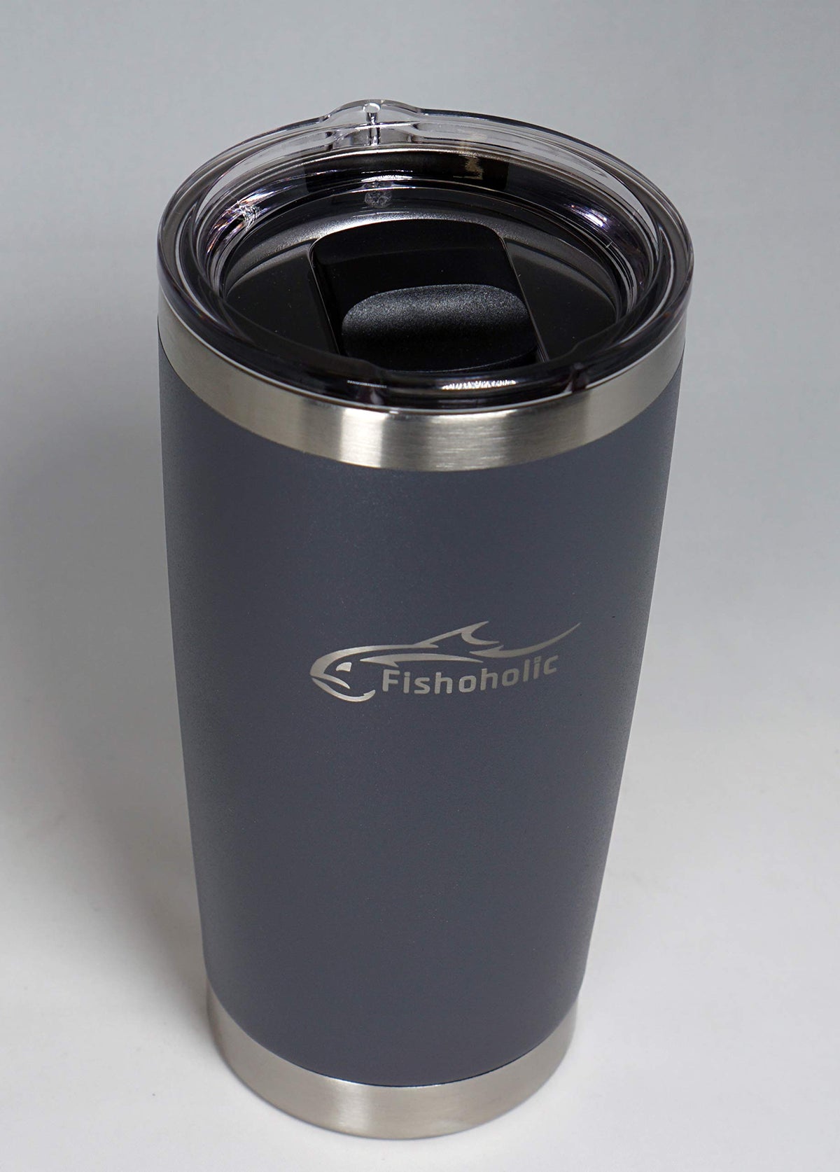 Fishoholic 20oz or 30oz Tumbler w Magnetic Slide Lid for Hot & Cold Drinks, Stainless Steel, Double Wall, Vacuum Insulated, Mug Glass Cup