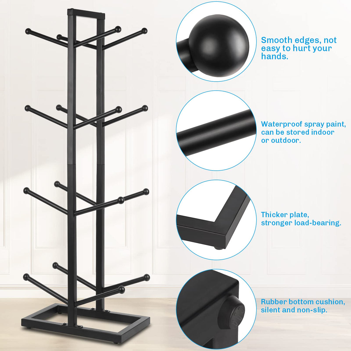 Fitlyiee Basketball Organizer Iron Ball Rack for Home Garage (Black)