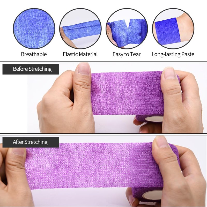 2" Self Adhesive Bandage Wraps, 6pcs Vet Wraps, Orange, 5 Yard Self Adherent Wraps for Sports, Wrist, Ankle and Swelling