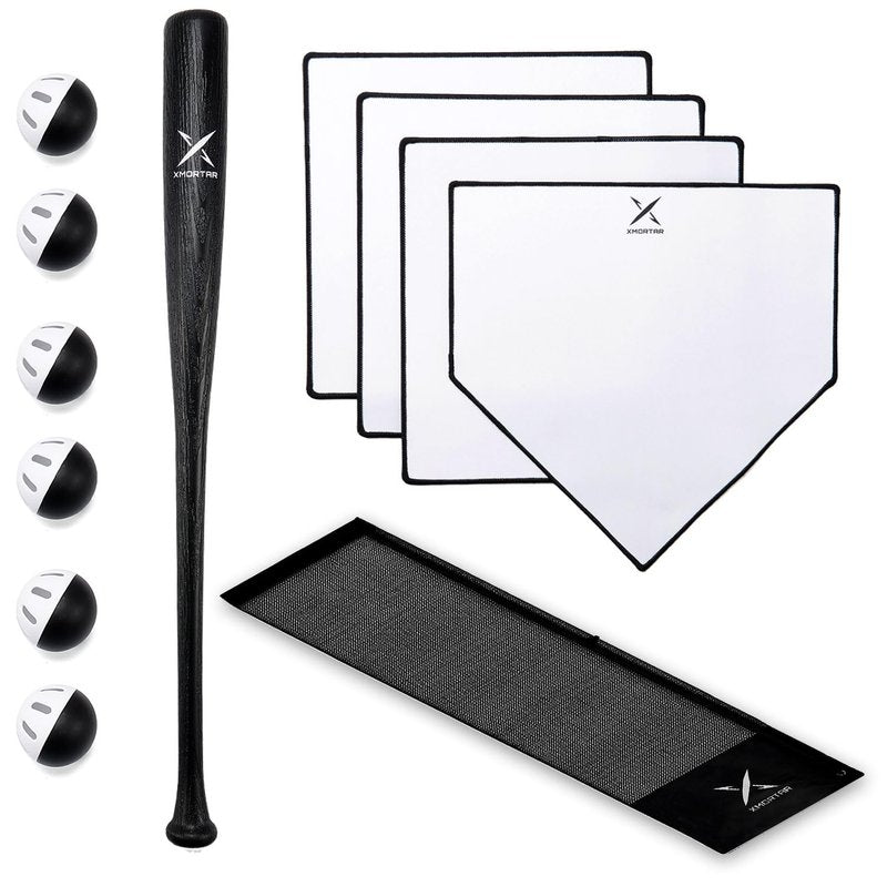 Grand Slam Baseball Bat Set, Includes 1 Plastic Bat, 6 Perforated Balls and 4 Throw Down Bases for Youth, Teenagers, Adults