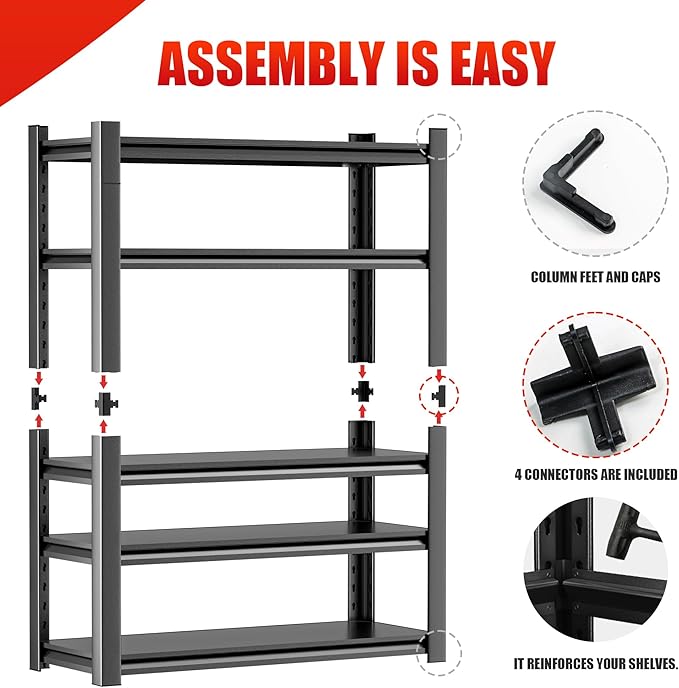 OLLRRACT Garage Storage Rack – Heavy Duty 5 Shelf Metal Shelving, Durable Storage Organizer for Tools, Equipment, and Supplies, Perfect for Maximizing Garage and Utility Space 18" D x48 W x78 H