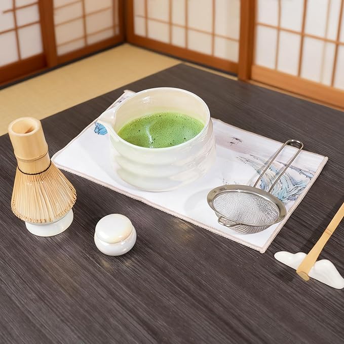 Visivessel 8Pcs Matcha Whisk Set, Iridescence Matcha Making Tools Accessories Kit with Bamboo Matcha Whisk,Bowl,Spoon,Sifter and Holder, Gifts for Matcha Lovers on Christmas, Birthday, Teacher's Day