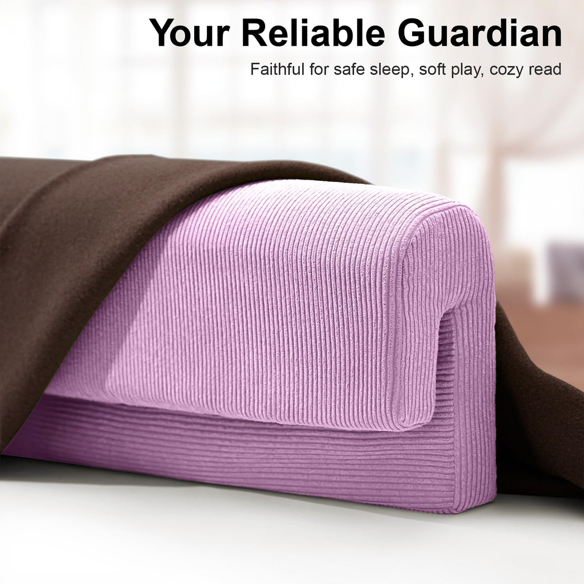 AEOCOO Bed Bumpers for Toddlers, Size 2.3 Ft, Toddler Bed Rail Bumper Protector for Loft Beds & Bunk Beds, Bed Rail Height Extender Bed Guardrail, Anti-Bump | Fall Prevention, Purple