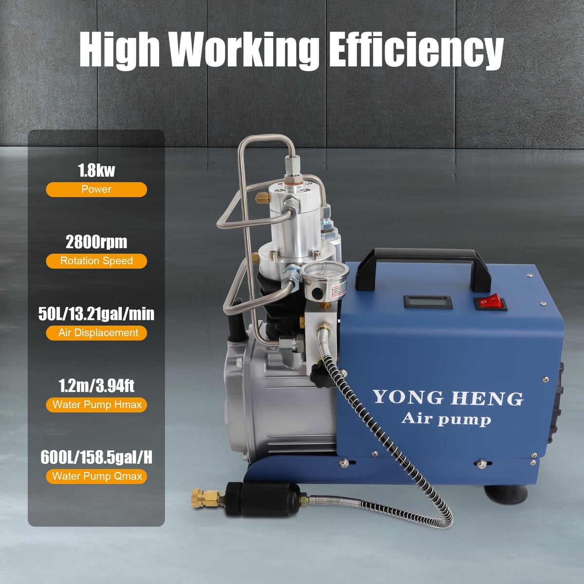 High Pressure Air Compressor,4500PSI Electric Air Compressor Scuba Diving Pump High Pressure Water-cooling 1.8KW,For Fire Fighting,Diving