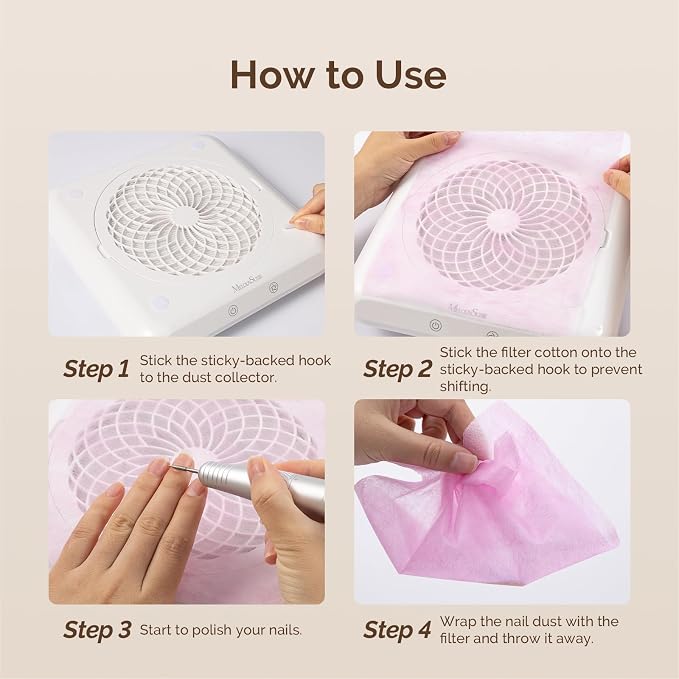 MelodySusie 200 Sheets Nail Dust Collector Filter Paper, Disposable Dust Vacuum