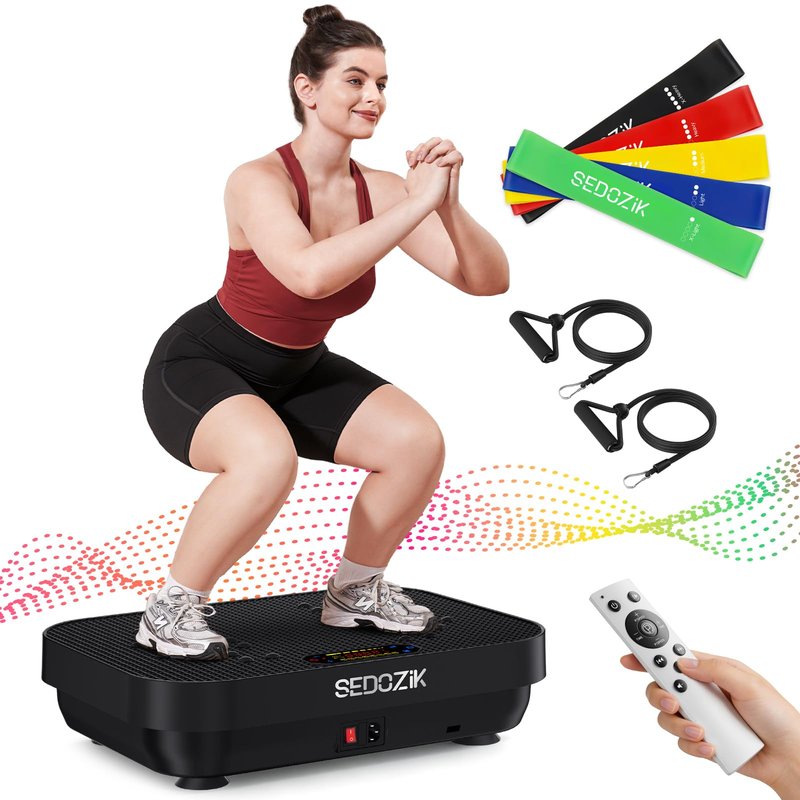 SEDOZIK Vibration Plate Exercise Machine, Vibration Plate for Lymphatic Drainage Weight Loss, 450 Lbs Capacity Full Body Vibrating Platform Workout Equipment with Bluetooth for Home Women Men, Black