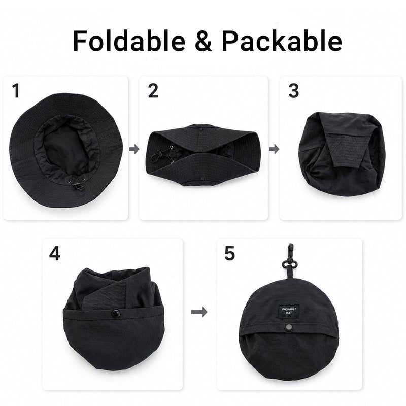 PFFY Packable Sun Bucket Hat for Men UV Protection Sun Hats Waterproof Lightweight Hiking Outdoor Cap Brown (More Loose)