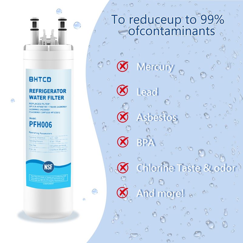 Water Filter for Frigidaire Refrigerator FFSS2615TS, FFSS2615TE, FFSS2615TP, LFSS2612TE, LFSS2612TF, FFHS2611PF, FFHS2611LW, FFSS2625TS, FFHS2622MS, FFSS2315TS, LFSS2612TP fridge Replacement Filter.