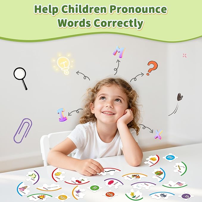 Phonics Word Puzzles for Kids, Phonetic Rhyming Game for Kindergarten, Reading Spelling Game, Toddler Speech Therapy Toys, Sight Words Games, Short Vowel Sound Blends for Preschool Learning
