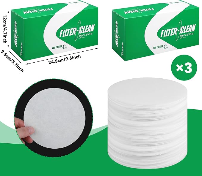600 Pack Milk Filter Discs Quick Flow Non-gauze Small 4-9/16" Od Replacement