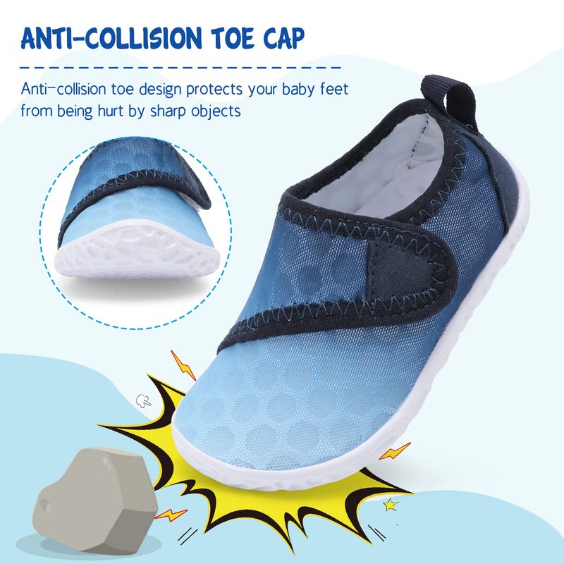 LeIsfIt Kids Water Shoes Toddler Girls Boys Swim Shoes Outdoor Quick-Dry Breathable Aqua Socks for Beach Pool Surf, Gradient Blue, 1 Big Kid