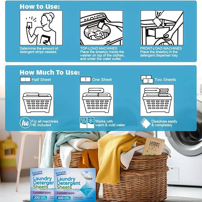 Lavender Laundry Detergent Sheets - 100 Eco-Friendly Laundry Sheets - Compact, Lightweight, and Travel-Ready - Powerful Cleaning & Long-Lasting Freshness