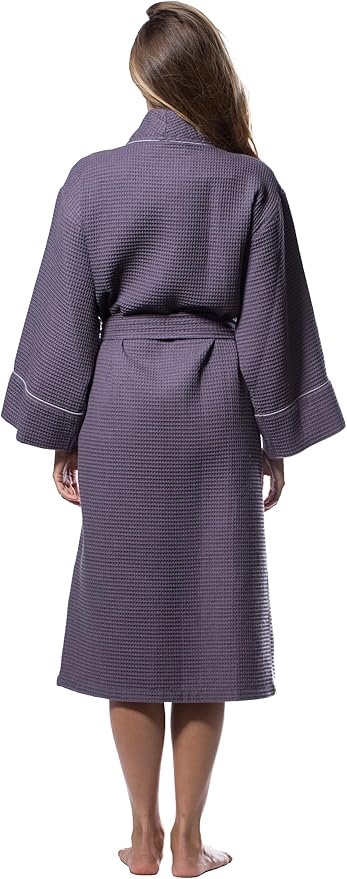 Turquaz Lightweight Full-Length Robes For Women Waffle Kimono Bathrobe - Soft, Fast-Drying, Long-Lasting Cotton Blend Unisex