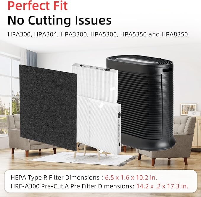 HPA300 HEPA Filter Replacement for Honeywell Air Purifier 6 HEPA R Filters and