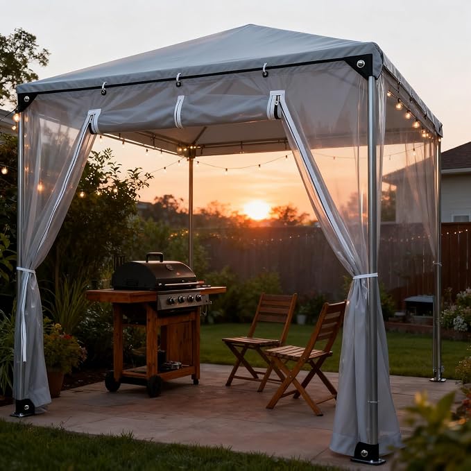Curtain Patio Enclosure with Zippe, Heavy Duty PVC Transparent Tarpaulin Side