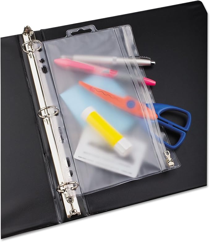 Oxford Clear Binder Pencil Case with Zipper, 6 x 9-1/2, Fits All Ring Binders - 68599
