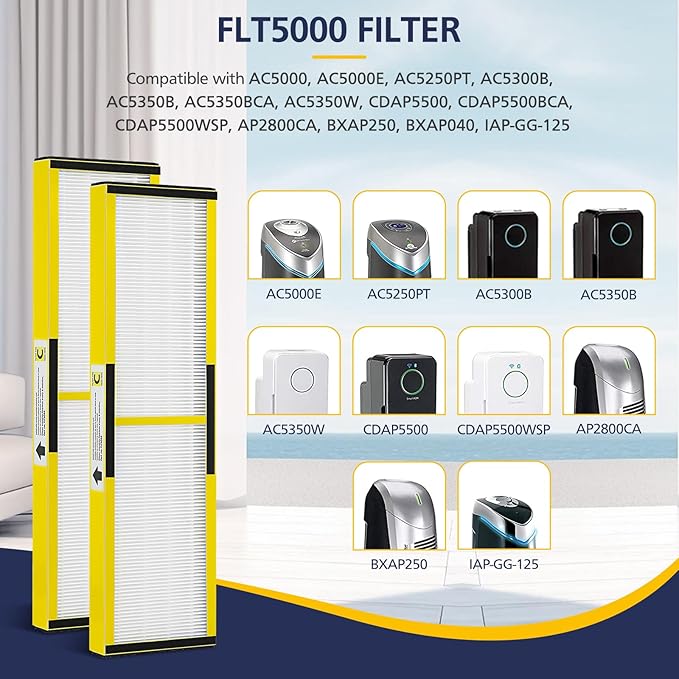 2 Pack FLT5000 HEPA Replacement Filt-er C