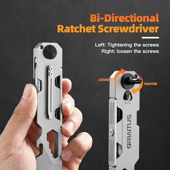 EDC Pry Bar Multitool with Bi-Directional Ratchet Screwdriver, Men Gifts