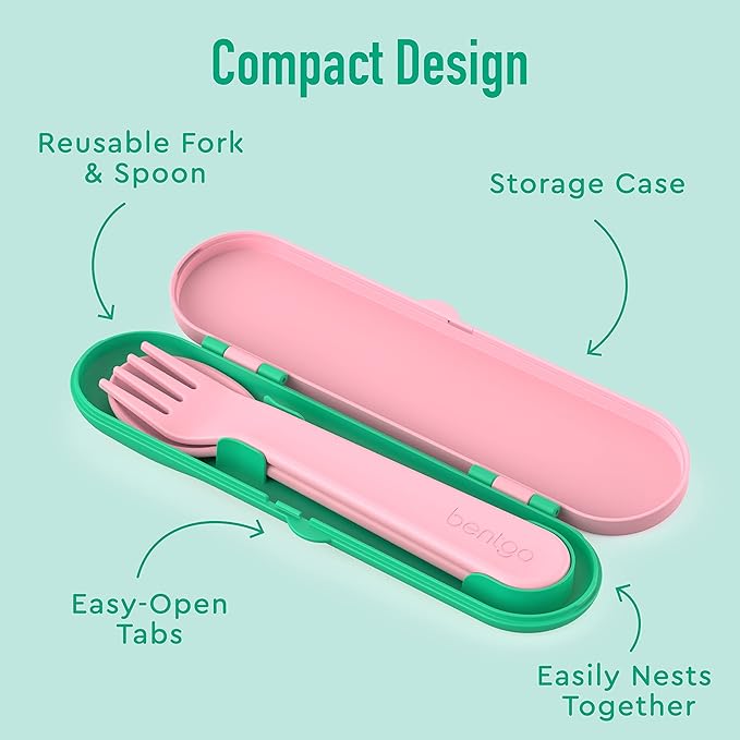Bentgo® Kids Prints 5-Compartment Bento-Style Kids Lunch Box Set with Reusable Plastic Utensils (Tropical)