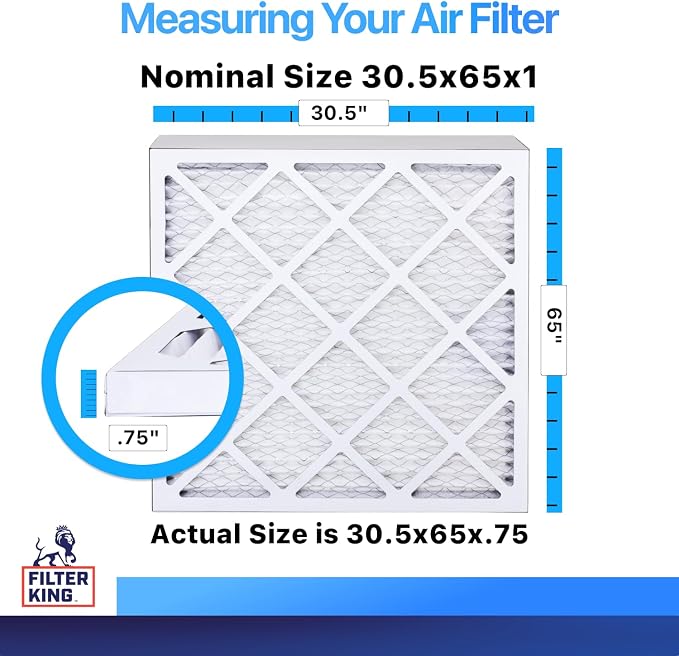 Filter King 30.5x65x1 Air Filter | 4-PACK | MERV 8 HVAC Pleated A/C Furnace