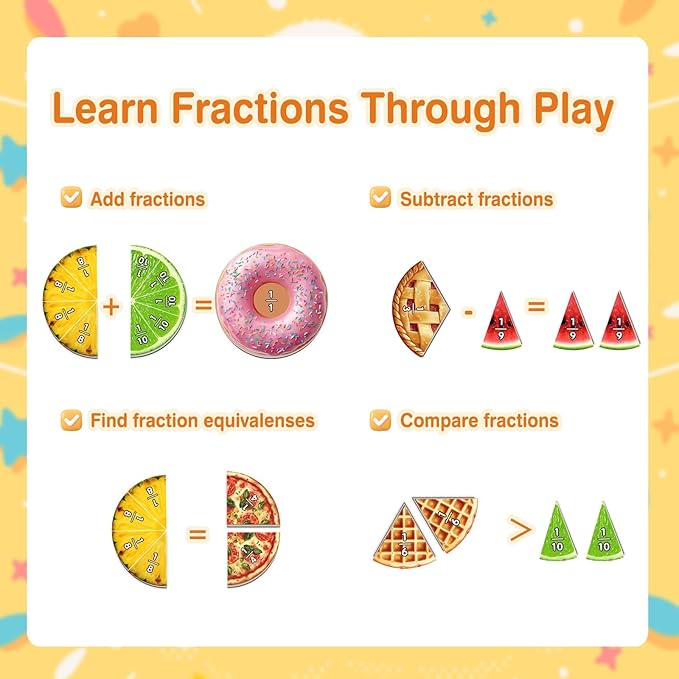 Magnetic Fraction Tiles & Circles, Bars,Math Manipulatives 2nd, 3rd, 4th, 5th Grade,Fraction Manipulatives for Kids Teachers Demonstration Teaching Homeschool Supplies Classroom Whiteboard
