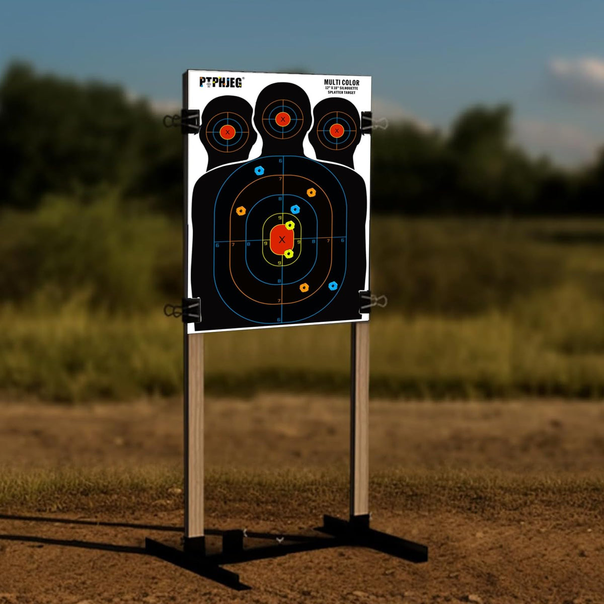 PTPHJEG 10 Paper Targets for Packet Ranges, Bulk for Hunting, Silhouette with Red Bullseye, Three Target Points (12x18 inches)