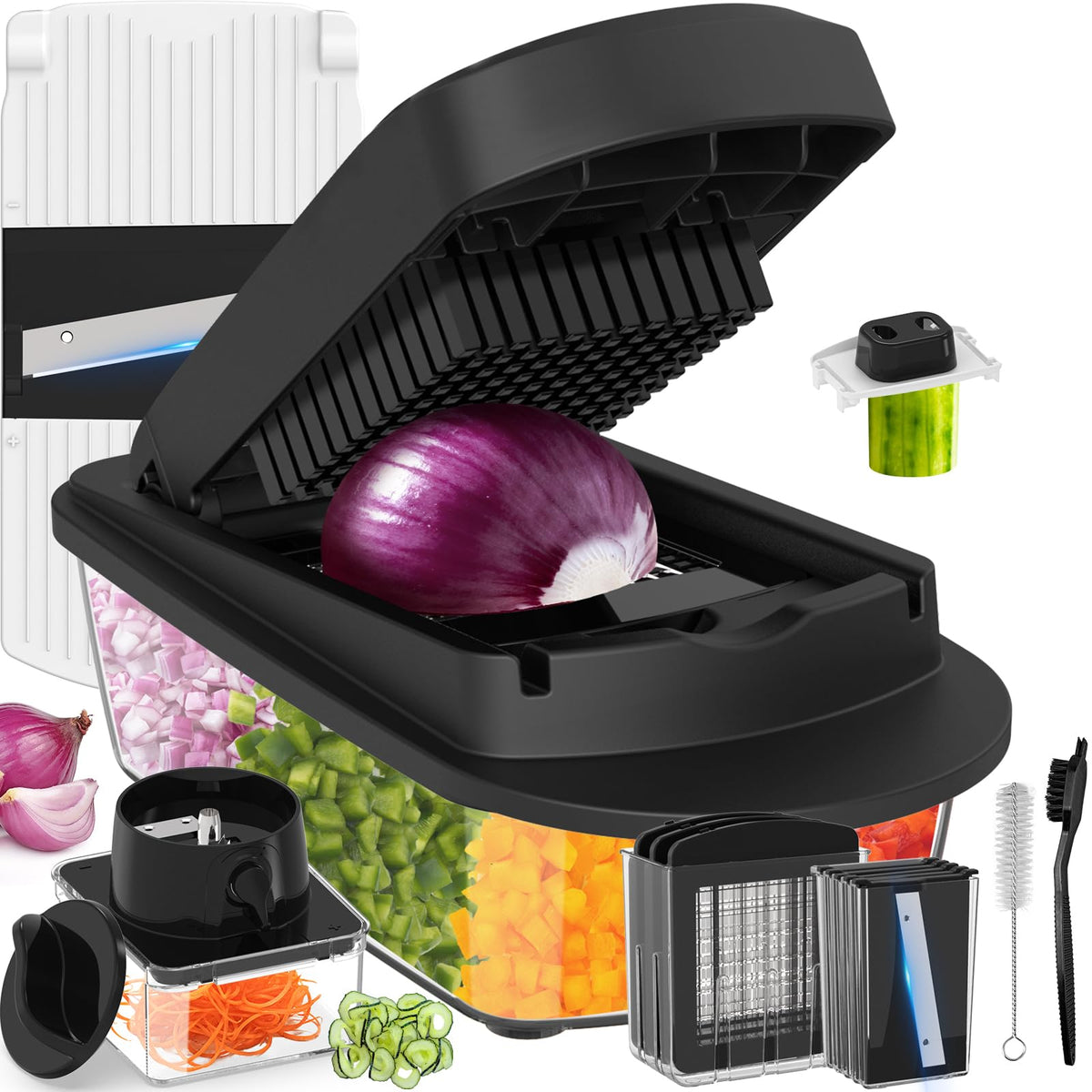 Ukeetap 12-Blade Cook Tool & Gadget Sets, Chopper Slicer Grater Set, Black