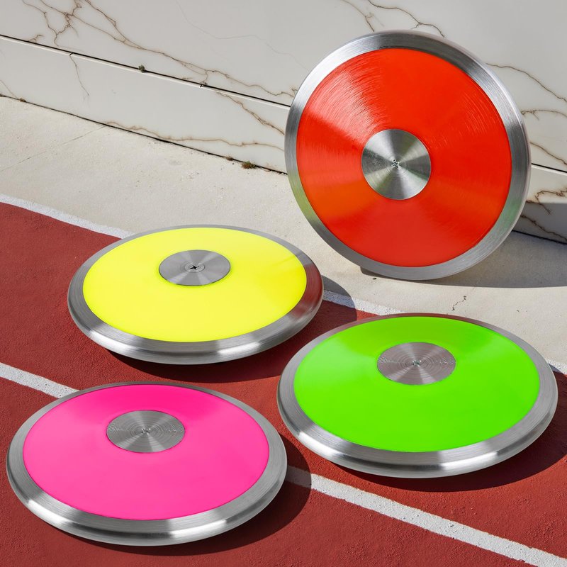 OMYOPY 2 Pcs Sports Training Discus for School Track and Field, 1kg Nylon Discus with Steel Rim and Center, Men Women Discuses for Outdoor Practice Throwing(Red)