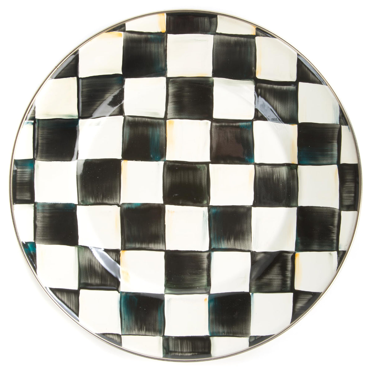 MACKENZIE-CHILDS Enamel Dinner Plate, Green-and-White Emerald Check