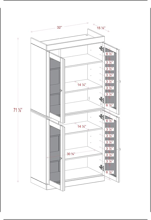 Palace Imports Solid Wood Bookcase w/Frosted Glass Doors & Adjustable Shelves for Living Room - 6-Tier Tall Bookshelf, 71.5" H x 32” W - Teal Blue, 100% Renewable Eco-Friendly Wood, Made in Brazil