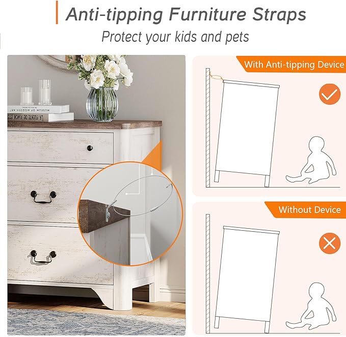 WAMPAT 9 Drawers Dresser for Bedroom, 94.5” W Farmhouse White Dresser with Wide Chest of Drawers for Bedroom, Living Room, Closet, Hallway, Office,White