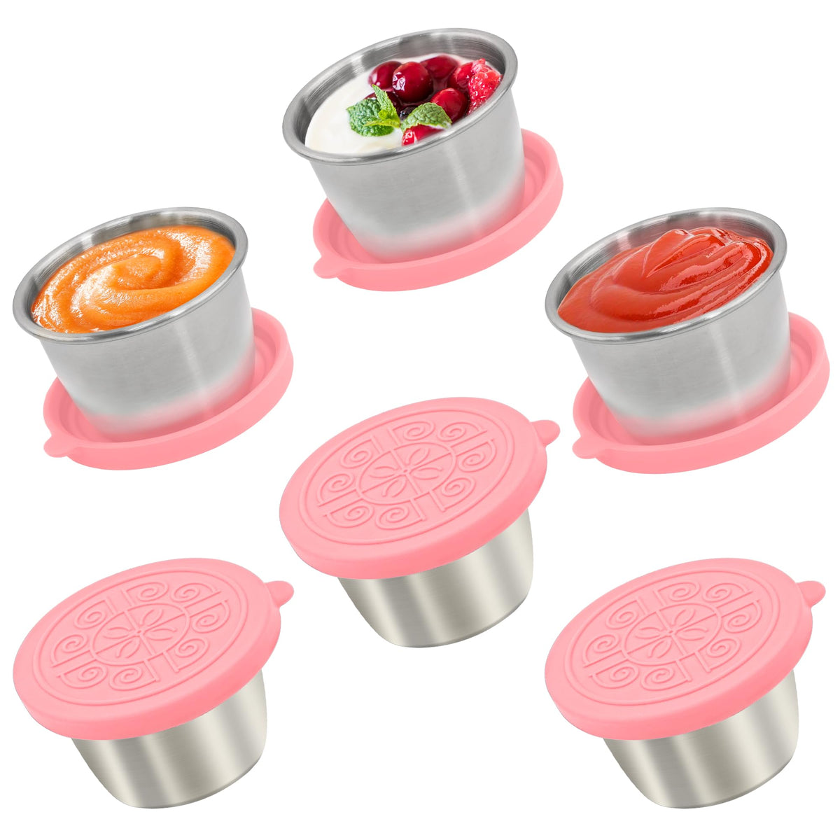 6x1.6 Oz Salad Dressing Containers With Lids, Small Leakproof Reusable Stainless Steel Salad Dressing Container To Go For Lunch Boxes,Sauce containers, Picnics,Travel Meal Prep And Kitchen Storage.